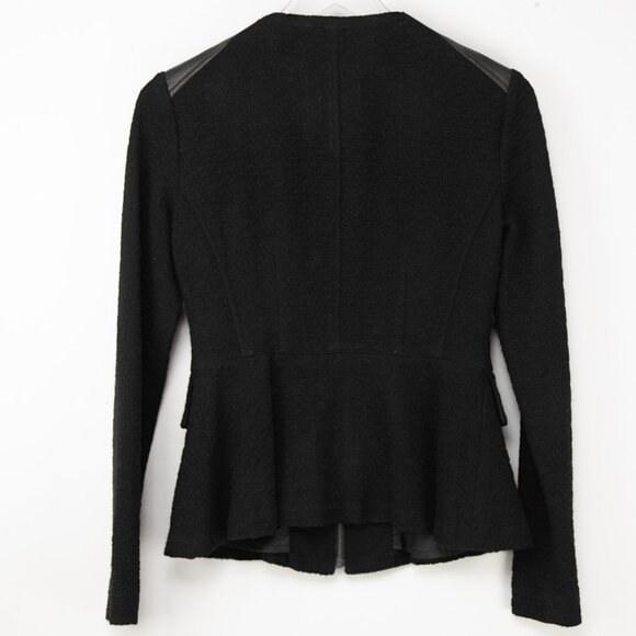 Nanette Lepore Jacket Leather Classic Tailored Textured Black Size 4 - Picture 2 of 7